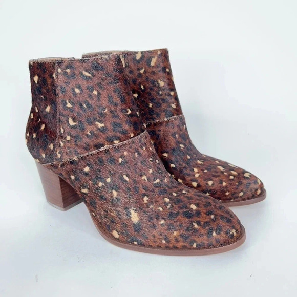 Madewell Rosie Ankle Boot Leopard Print Calf Hair Leather Brown Zipper Size 6.5 - Picture 5 of 13